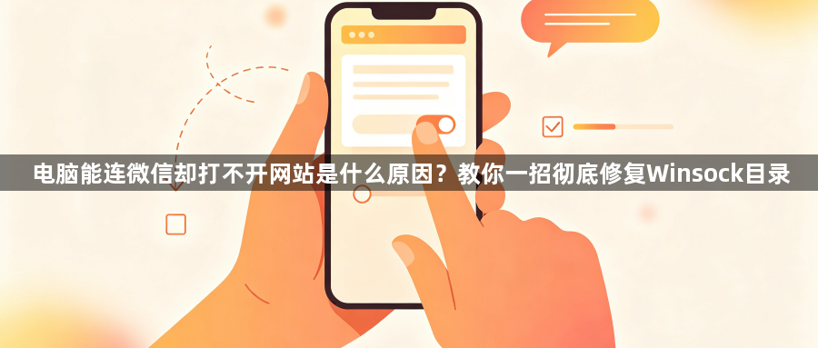 电脑能连微信却打不开网站是什么原因？教你一招彻底修复Winsock目录1